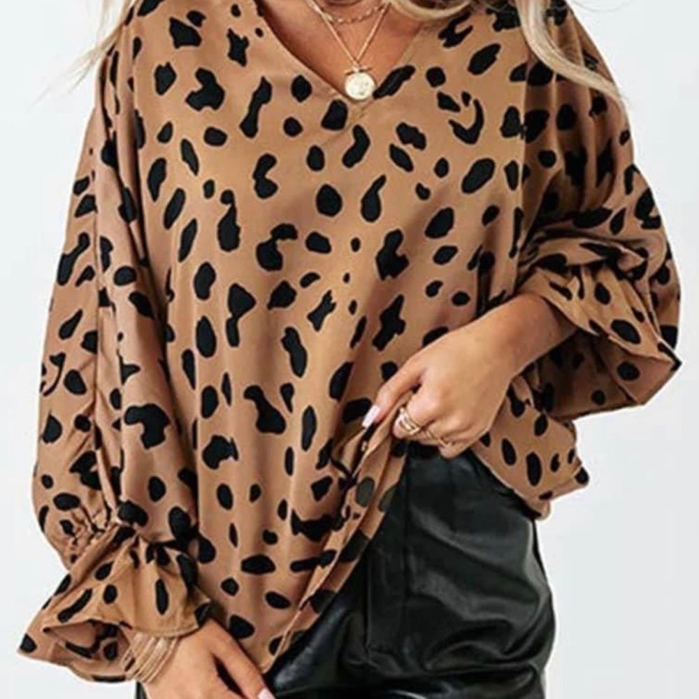 Merrit Leopard Print Batwing Blouse Women's 1X